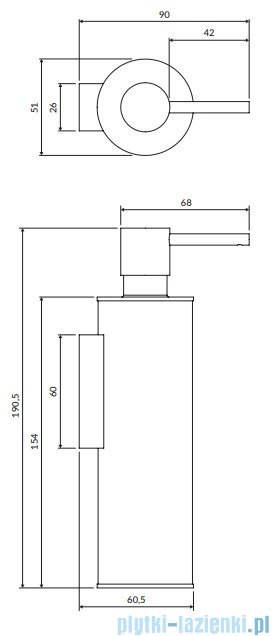 Omnires Modern Project Dozownik mydła w płynie wiszący czarny mat MP60721BL