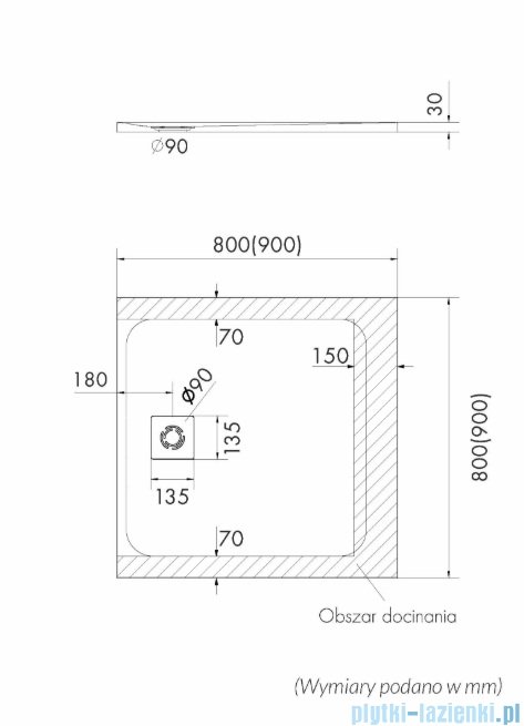 Schedpol Schedline Magnific brodzik kwadratowy Black Stone 80x80x3,5cm 3SP.M1K-8080/C/ST-M9/C/ST