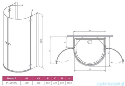 Radaway Kabina prysznicowa Fuenta P 100x90 szkło przejrzyste 381011-01N