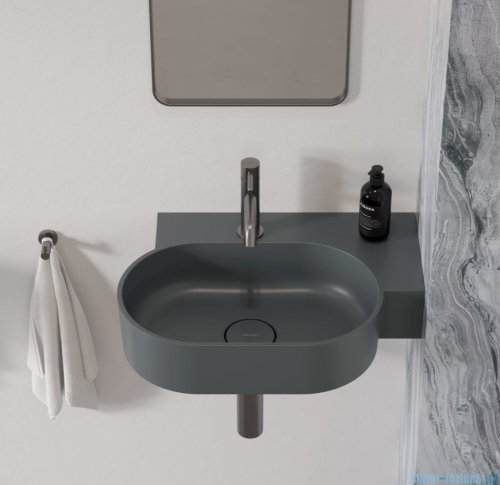 Omnires Ovo M+ umywalka nablatowa/wisząca prawa 55x38 cm ash grey mat OVO555UWPAG
