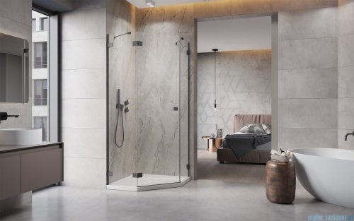 Radaway Essenza Pro Brushed GunMetal Ptj kabina pięciokątna 100x80 lewa szczotkowany grafit 10100000-92-01L/10100800-01-01