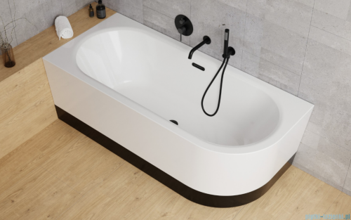 Besco Avita A-line 170x75cm wanna wolnostojąca przyścienna lewa akrylowa + syfon klik-klak biały z przelewem slim #WAA-170ALBS