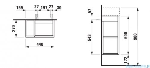Laufen KARTELL szafka pod umywalkę 44x27cm szary łupek H4075180336421