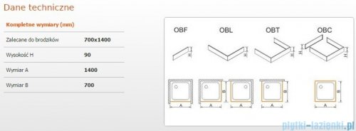 Sanplast Obudowa brodzika OBL 70x140x9 cm 625-400-1170-01-000