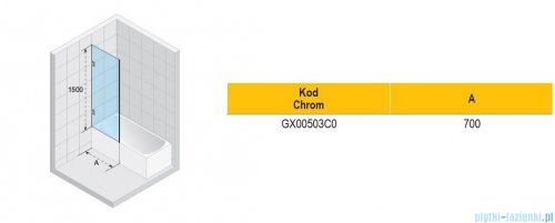 Riho Scandic NXT X409 parawan nawannowy chrom 70x150cm G001160120
