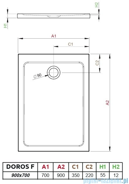 Radaway Doros F Stone brodzik 90x70 kaszmirowy SDRF9070-01-84S