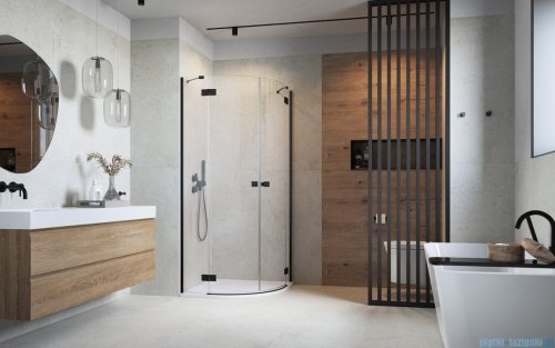 Radaway Essenza Black Pdd kabina 80x90cm szkło przejrzyste 1385002-54-01L/1385001-54-01R