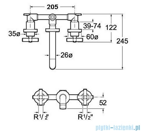 Roca Loft Bateria umywalkowa podtynkowa ścienna A5A4743C00