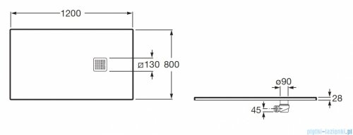 Roca Terran 120x80cm brodzik prostokątny konglomeratowy szary łupek AP1014B032001200