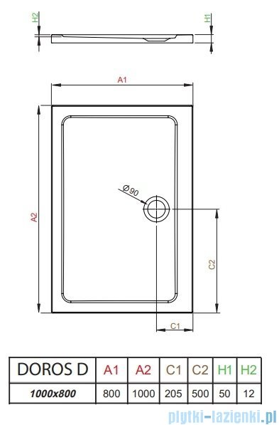 Radaway Doros D Stone brodzik 100x80x5 biały SDRD1080-01-04S