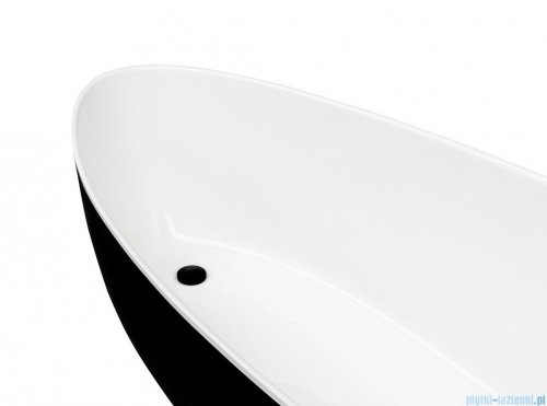 Besco Goya 160x70 wanna biało-czarna wolnostojąca + syfon klik-klak biały czyszczony od góry #WMD-160-GWW