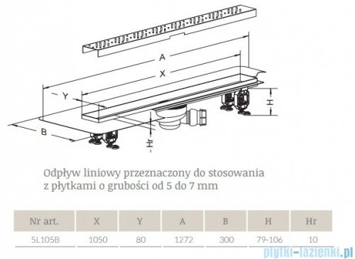 Radaway Flowers Odpływ liniowy 105x8cm 5L105B,5R105F