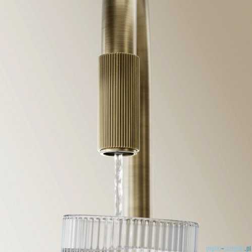 Omnires Switch bateria kuchenna z wyciąganą wylewką do podłączenia zestawu filtrującego brąz antyczny szczotkowany SW9059BR