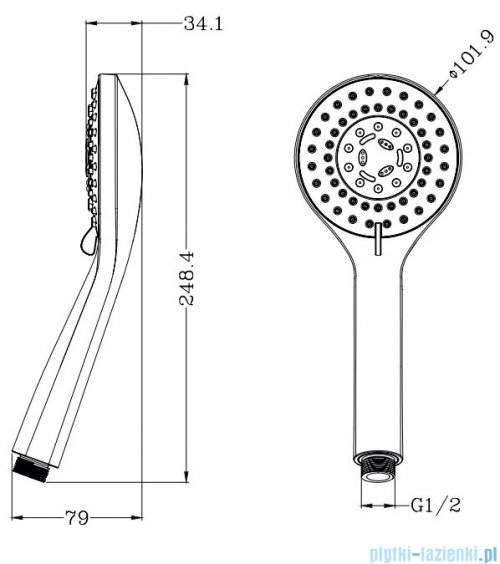 Omnires Yosemite słuchawka prysznicowa 5-funkcyjna czarny YOSEMITE-RBL