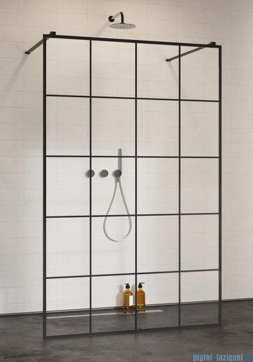 Radaway Modo X Black I Factory kabina Walk-in 130x200 szkło 10mm 388334-54-57, industrialny, loft