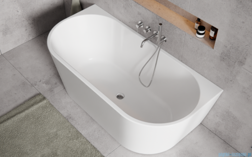 Besco Vica New wanna 160x80cm wolnostojąca przyścienna z odpływem klik-klak złoty #WAS-160VNZO