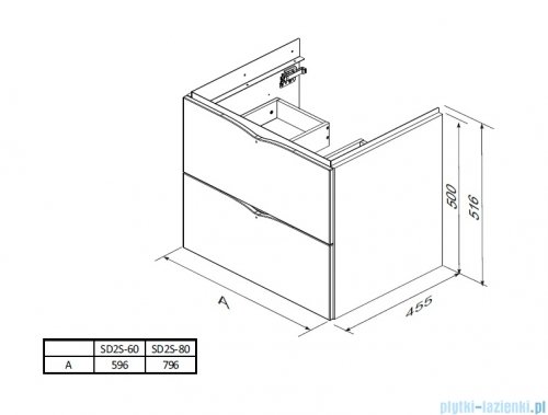 Oristo Siena szafka podumywalkowa wisząca 80x50x45cm szaroniebieski mat OR45-SD2S-80-16