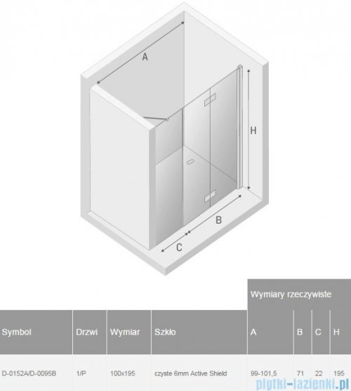 New Trendy New Soleo Plus drzwi wnękowe bifold 100x195 cm przejrzyste Prawe D-0152A/D-0095B