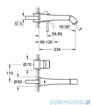 Grohe Bateria umywalkowa 2-otworowa Grandera chrom/złoty wysięg 234mm 19930IG0