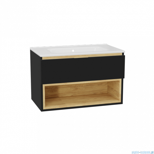Excellent Tuto 2.0 szafka wisząca z umywalką PIK 80x50x46,5 cm front gładki niski czarny MLEX.2171.K.80.0165.BKBK