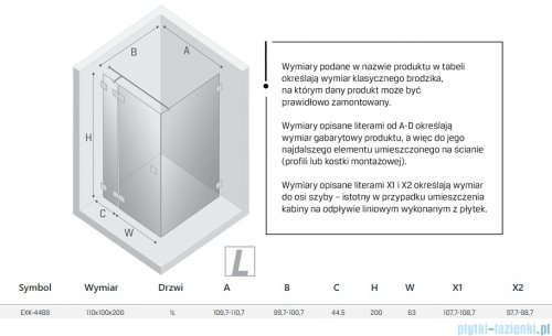 New Trendy Eventa kabina prysznicowa prostokątna 110x100x200 cm lewa przejrzyste EXK-4489