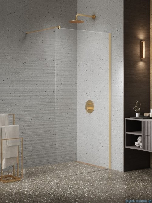 New Trendy Nesta Gold Brushed kabina Walk-In 80x200 cm złoto szczotkowane K-1739