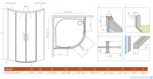 Radaway Idea Pdd kabina 80x80cm szkło przejrzyste 387139-01-01/387141-01-01