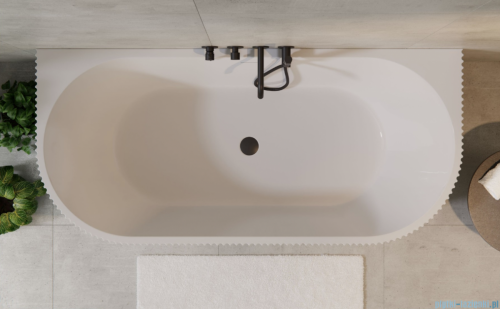 Besco Leya 150x75cm wanna wolnostojąca przyścienna ryflowana akrylowa + syfon klik-klak chrom #WAS-150-L