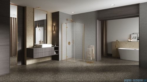 New Trendy Nesta Gold Brushed kabina 100x70x200 cm lewa wspornik równoległy złoto szczotkowane/szkło przejrzyste K-4412