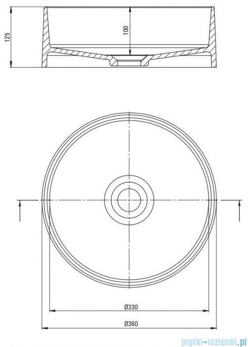 Deante Silia umywalka nablatowa granitowa Ø36 cm antracyt metalik CQS TU4S