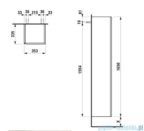 Laufen MEDA kolumna wysoka 165 cm drzwi prawe Traffic Grey H4216520112661