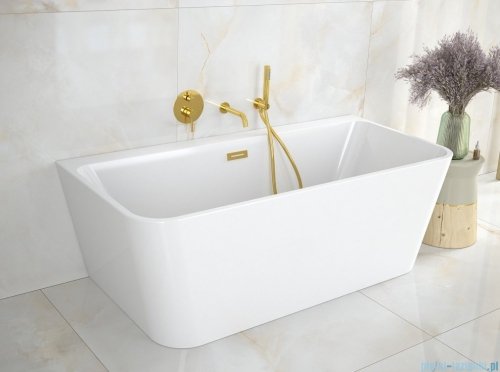 Besco Varya 150x75cm wanna wolnostojąca przyścienna + syfon klik-klak złoty #WAS-150-VRZ