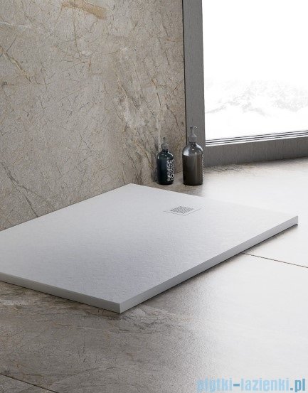 New Trendy Mori brodzik konglomeratowy prostokątny 140x80x3 cm biały B-0431