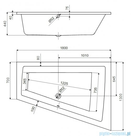 Excellent Strefa Maxi Slim wanna narożna 180x130 cm prawa biała WAEX.SMP18WHS