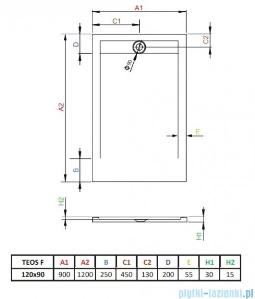 Radaway Teos F brodzik 120x90cm biały HTF12090-04