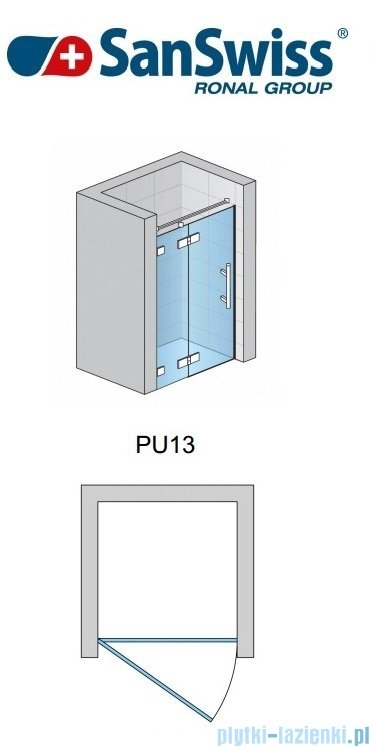 SanSwiss Pur PU13 Drzwi 1-częściowe wymiar specjalny profil chrom szkło Pas satynowy Lewe PU13GSM11051