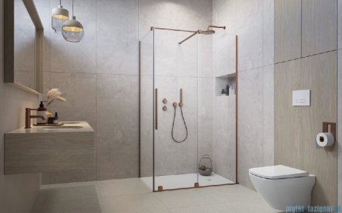 Radaway Furo Kdj Brushed Copper kabina 160x110cm prawa szczotkowana miedź 10104822-93-01R/10110780-01-01/10113110-01-01
