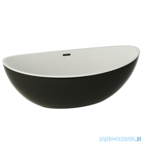 The North Bath Frigg wanna wolnostojąca biało-czarna 180x87cm + syfon Klik-klak 6807B-1801-BLBP