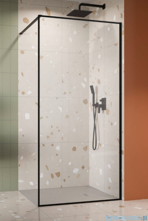Radaway Modo F II Black kabina Walk-in 60x201cm Czarna szkło przejrzyste 10409064-54-01