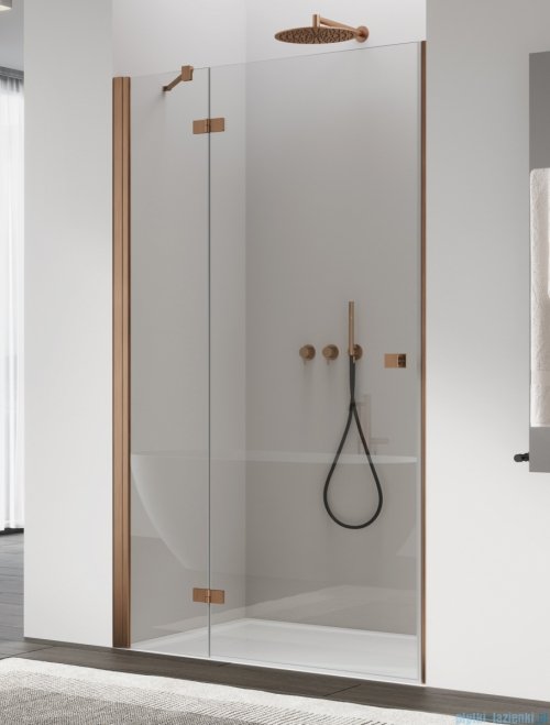 Ronal ANNEA AN13 Drzwi jednoczęściowe ze ścianką stałą w linii 100x200cm lewe miedź szczotkowana AN13G10002707