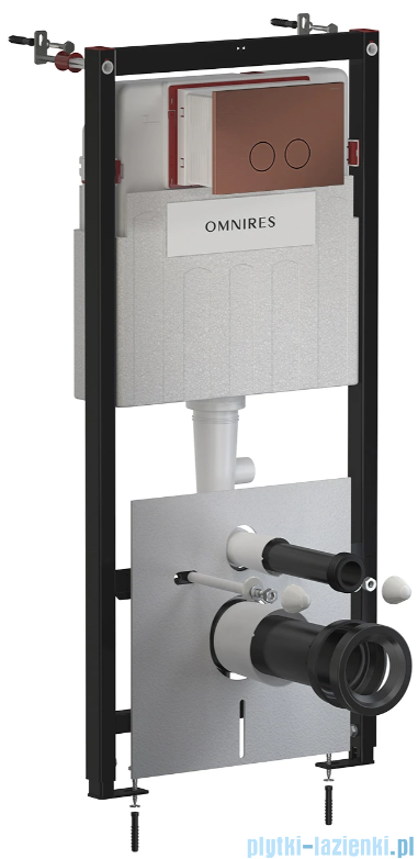 Omnires Eco Flush Set Strongframe stelaż podtynkowy do WC z eco spłukiwaniem + STEEL-R45 przycisk spłukujący miedź antyczna szczotkowana ze stali nierdzewnej STFWCECO1R45-RORB