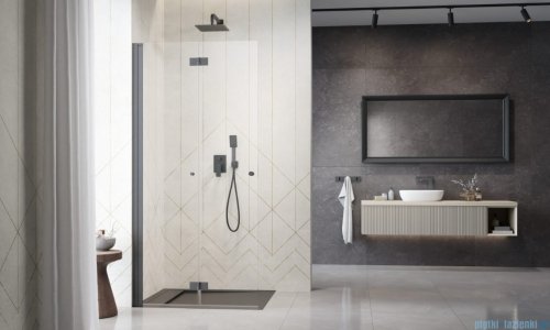 Radaway Nes 6 Brushed GunMetal KDD B kabina walk-in 80cm lewa szczotkowany grafit szkło przejrzyste 10024080-92-01L