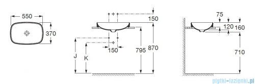 Roca FINECERAMIC umywalka wpuszczana w blat cienkościenna Round 55x37 beżowa A327527650
