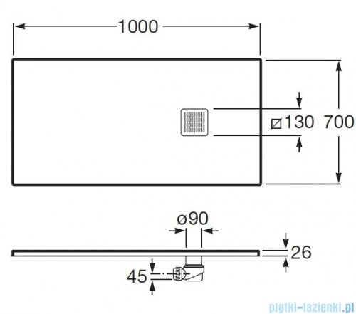 Roca Terran 100x70cm brodzik prostokątny konglomeratowy beżowy AP1013E82BC01650