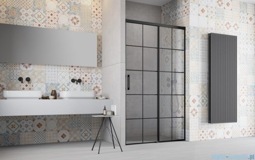 Radaway Idea Black 8 Dwj drzwi wnękowe 100cm lewe czarny mat/szkło przejrzyste 10330520-54-01L/10350453-01-01