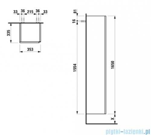 Laufen LANI kolumna wysoka 165 cm prawa biały mat H4037221122601