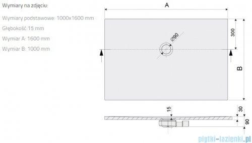 Sanplast Open Structure Mineral B-M/OPEN STR brodzik prostokątny 100x160x1,5 cm szary mleczny 645-440-0690-55-020
