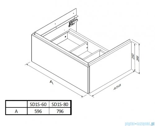Oristo Etna Konsola podumywalkowa wisząca 80x45x25 dąb kamienny OR52-SD1S-80-78