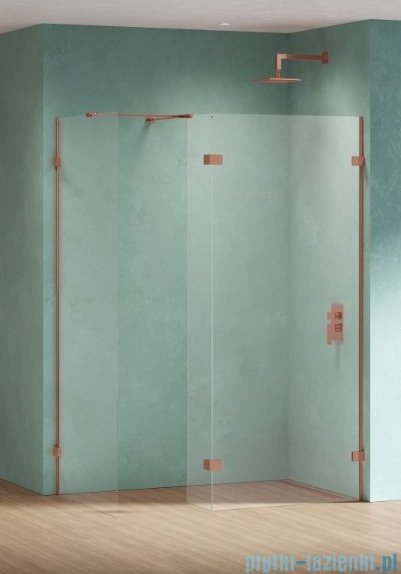 New Trendy Eventa Copper Shine kabina walk-in 110x140x200 cm z dodatkową ścianką przejrzyste miedź połysk EXK-6549/EXK-6558