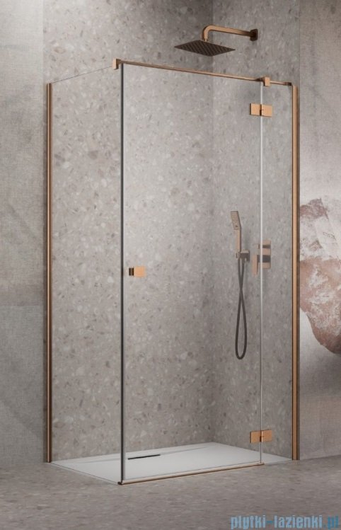 Radaway Essenza Kdj Brushed Copper kabina 90x75cm prawa szczotkowana miedź 1385044-93-01R/1384049-01-01